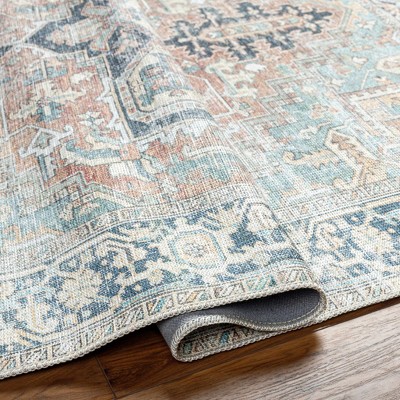 Hauteloom Gray and Navy Washable Polyester Area Rug 8'10" x 12'