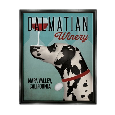 Stupell Industries Vintage Dalmatian Winery Framed Floater Canvas Wall Art
