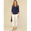 INSPIRE CHIC Women's Polka Dots 3/4 Sleeve Casual Button Front Shirt - 2 of 4