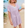 Girls Crochet Beach Cover Up Lightweight U Neck Kids Swimwear Above Knee Beach Cover Up for Girls Beachwear Tops - 3 of 4