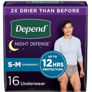 Depend Night Defense Incontinence Disposable Underwear for Men - Overnight Absorbency - 1 of 4