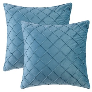 Unique Bargains Velvet Solid Geometric Textured Pillow Covers 2 Pcs - 1 of 4