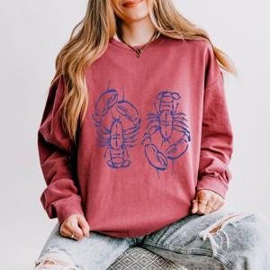 Simply Sage Market Two Lobsters Blue Lightweight Garment Dyed Sweatshirt - 1 of 4