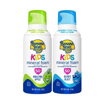 Banana Boat Kids Mineral Sunscreen Foam - SPF 50 - 4 fl oz/2pk