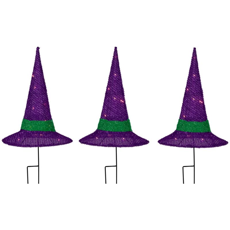 Northlight 14" LED Lighted Purple Witches Hat Outdoor Halloween Pathway Markers, 5 of 7