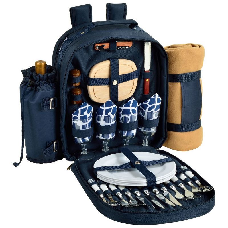 Picnic at Ascot - Deluxe Equipped 4 Person Picnic Backpack with Cooler, Insulated Beverage Holder & Blanket, 1 of 6