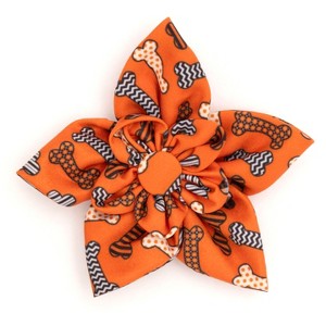 The Worthy Dog Halloween Bones Flower - Adjustable Pet Collar Accessory - 1 of 4