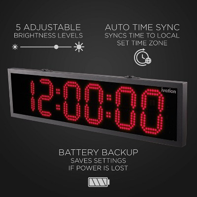 Ivation Oversized 36-Inch Red LED Digital Wall Clock