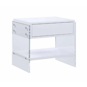 Chintaly Imports,Contemporary Wooden & Solid Acrylic Lamp Table w/ Drawer - 1 of 4