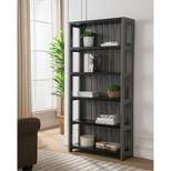 Iman 5-Shelf Wood Bookcase in Dark Gray and Black - Furniture of America