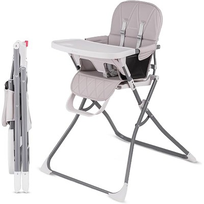 Slim Foldable High Chair for Babies & Toddlers, 5-Point Safety Harness, Easy Clean, Converts to Toddler Chair
