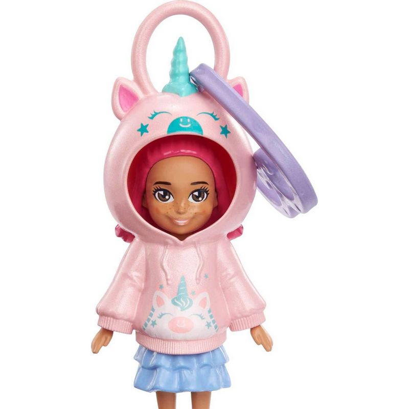 Polly Pocket Friend Clips Margot Doll with Unicorn Hoodie and Purple Heart-Shaped Clip, 3 of 6