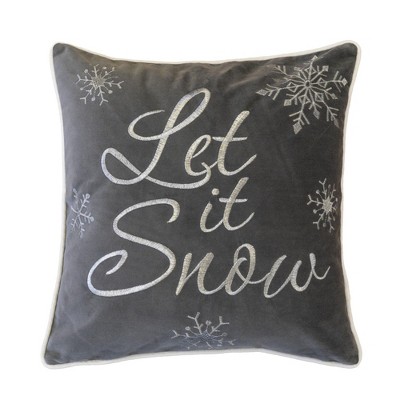 DSVIMOY Support Pillow Let It Snow Embroidered Cotton Throw Pillow for Holiday Decor, Gray, 17"*17"*10"