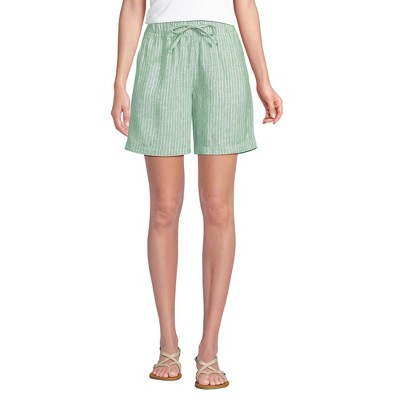 Lands' End Women's Linen High Rise Pull On 7" Shorts