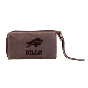 Evergreen NFL Buffalo Bills Brown Leather Women's Wristlet Wallet Officially Licensed with Gift Box - 1 of 1