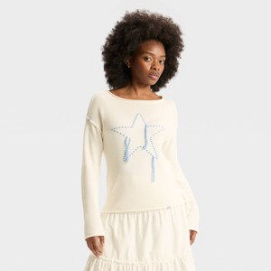 Women's Wide Crewneck Americana Pullover Sweater - Wild Fable™ - 1 of 3