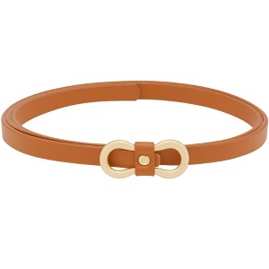 INSPIRE CHIC Women's Skinny Extra 8-Shaped Golden Buckle Holeless Waist Belts - 1 of 4