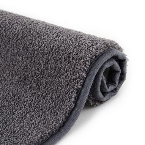 Trinity Bathroom Rug, Non-Slip Water Absorbent Microfiber Shag Bath Mat, 17 x 24, Grey