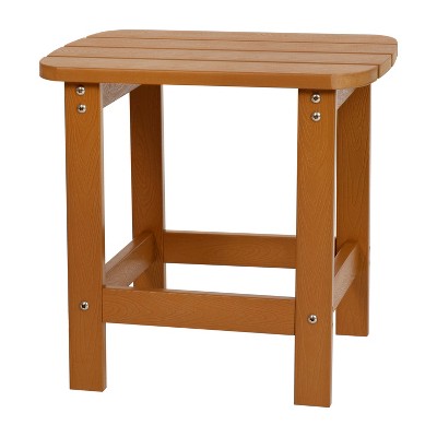 Emma and Oliver Indoor/Outdoor Polyresin Adirondack Side Table for Porch, Patio, or Sunroom
