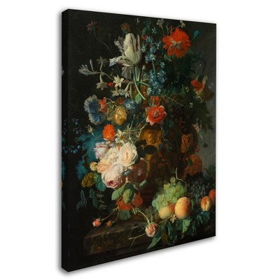 Trademark Fine Art -Jan Van Huysum 'Still Life With Flowers And Fruit' Canvas Art