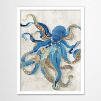 Americanflat Coastal Wall Art Room Decor - Blue Octopus by PI Creative Art