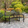 Outdoor Powder Coated Steel Park Bench, Garden Bench with Pop Up Middle Table, Lawn Decor Seating Bench for Yard, Patio, Garden, Balcony, and Deck - 2 of 4