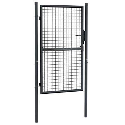VidaXL Mesh Garden Gate Galvanised Steel 39.4 inches x78.7 inches  Gray
