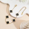 18K Gold Plated Clover Lucky Bracelet for Women White/Black/Red/Green Flower Four Leaf Link Bracelets - 3 of 4