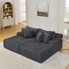 83" Corduroy Lazy Sectional Sofa Bed with No Assembly Required and High-Density Foam - 2 of 4
