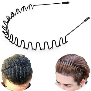 Maison Products Wavy Spring Metal Headband – Unisex Black Elastic Hair Hoop for Sports, Daily Wear & Styling - 1 of 4