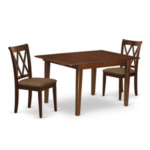 HomeStock 3-Piece Mahogany Finish Rectangular Solid Wood Top with Butterfly Leaf Dining Table Set - 1 of 4
