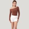 Anna-Kaci Active Women's Off Shoulder Long Sleeve Activewear Crop Top with Streamlined Fit and Lightweight Stretch Fabric - 2 of 4