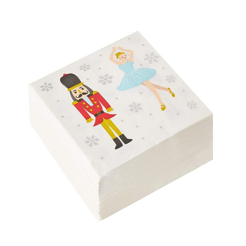 Juvale 100-Pack Nutcracker Princess Disposable Paper Cocktail Napkins, Christmas Holiday Party Supplies, 5 of 8