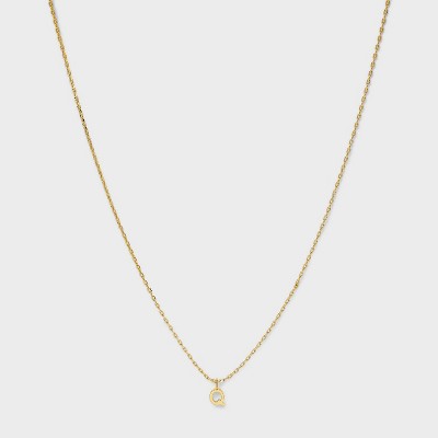 14K Gold Plated Small Polished Initial Pendant Necklace - A New Day™ Gold