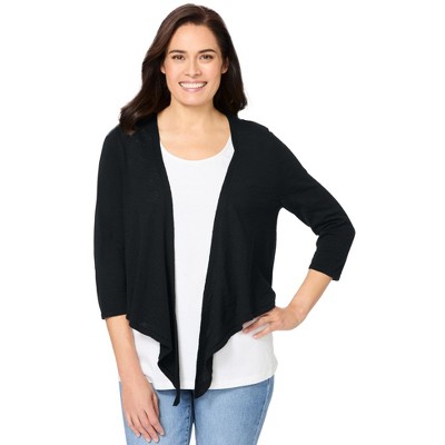 Woman Within Women's Plus Size Versa-Tie Cardigan