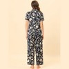 cheibear Women's Silky Short Sleeves Sleepshirt with Pants Sleepwear Pajama Set 2 Pcs - 3 of 4