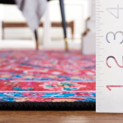 Elegant Red Synthetic 36" Rectangular Easy-Care Rug