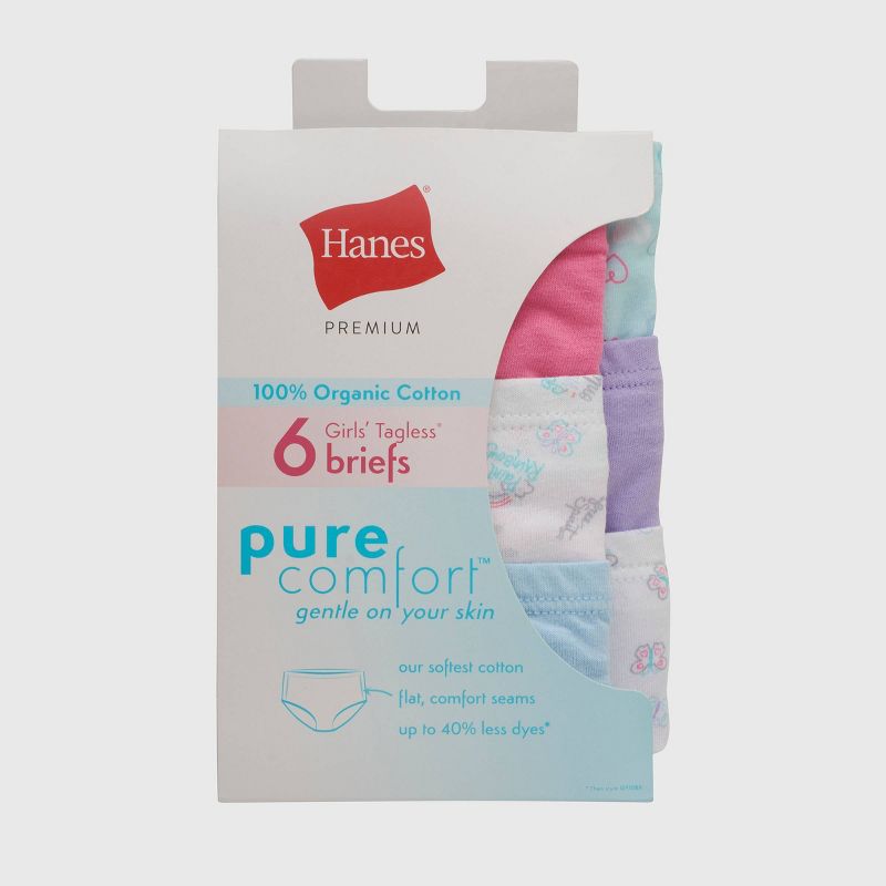 Hanes Premium Girls' 6pk Pure Comfort Briefs - Colors May Vary, 4 of 9
