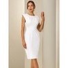 INSPIRE CHIC Women's Office Pleated Round Neck Work Sleeveless Sheath Pencil Dresses - 2 of 4