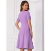 INSPIRE CHIC Women's A-Line Work Square Neck Ruched Short Sleeve Midi Dress - 3 of 4