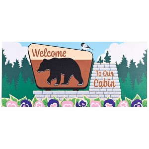 Dicksons Magnolia Garden Welcome to Our Cabin Black Bear Floral Green 22 x 10 Rubber Outdoor Doormat Insert - 1 of 1
