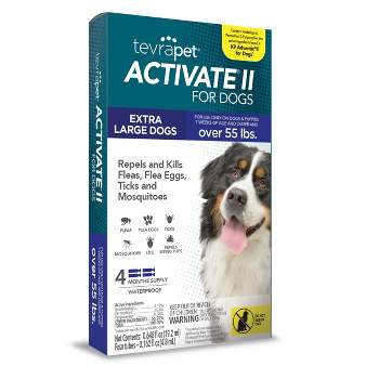 Tevra Pet Activate II Flea and Tick Treatment for Extra Large Dogs - Over 55lbs - 4 Doses