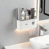 Toothbrush Holders Wall Mounted, Toothbrush Holder with Automatic Toothpaste Dispensers, 6 Brush Slots,Wall-Mounted Toothbrush Cup - 3 of 4