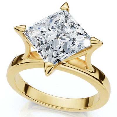 Pompeii3 Certified 3Ct Princess Cut Diamond Solitaire Engagement Ring 14k or Pt Lab Created