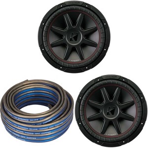 Kicker (2) CompVR 12-Inch (30cm) Subwoofer, DVC, 2-Ohm w/ Speaker Wire Bundle - 1 of 4