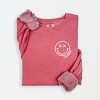 Simply Sage Market S.W.Smiley Embroidered Simple Wink Bold Lightweight Garment Dyed Sweatshirt - 2 of 4