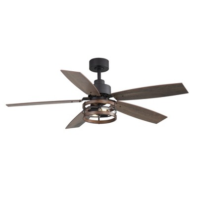 Airsurfer 52" Matte Black 5-Blade Downrod Ceiling Fan with LED Light and Remote Control