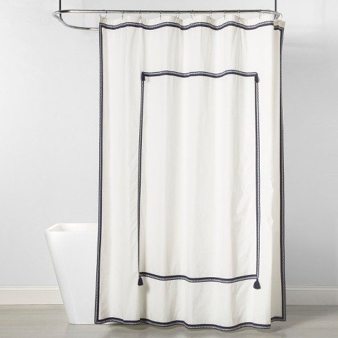 Frame Border Shower Curtain Navy White Threshold