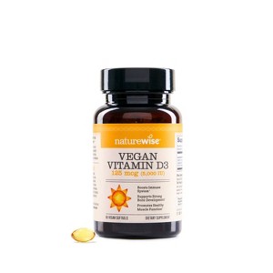 NatureWise Vegan Vitamin D3 5000iu (125 mcg) Organic D3 from Lichen - Supports Immune, Muscle, Bone Health - High Absorption - Non-GMO - 1 of 4