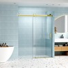 NicBex Shower Door 76"H Frameless Single Bypass Bathroom Sliding Shower Door with 1/4" (6mm) Tempered Glass Soft-closing, Gold - 3 of 4